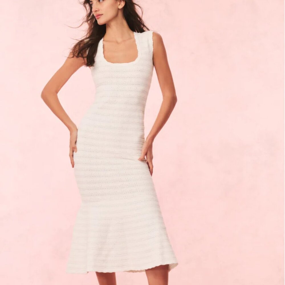 LoveShackFancy | Leigh Pointelle Knit Midi Dress Ivory | NWT
